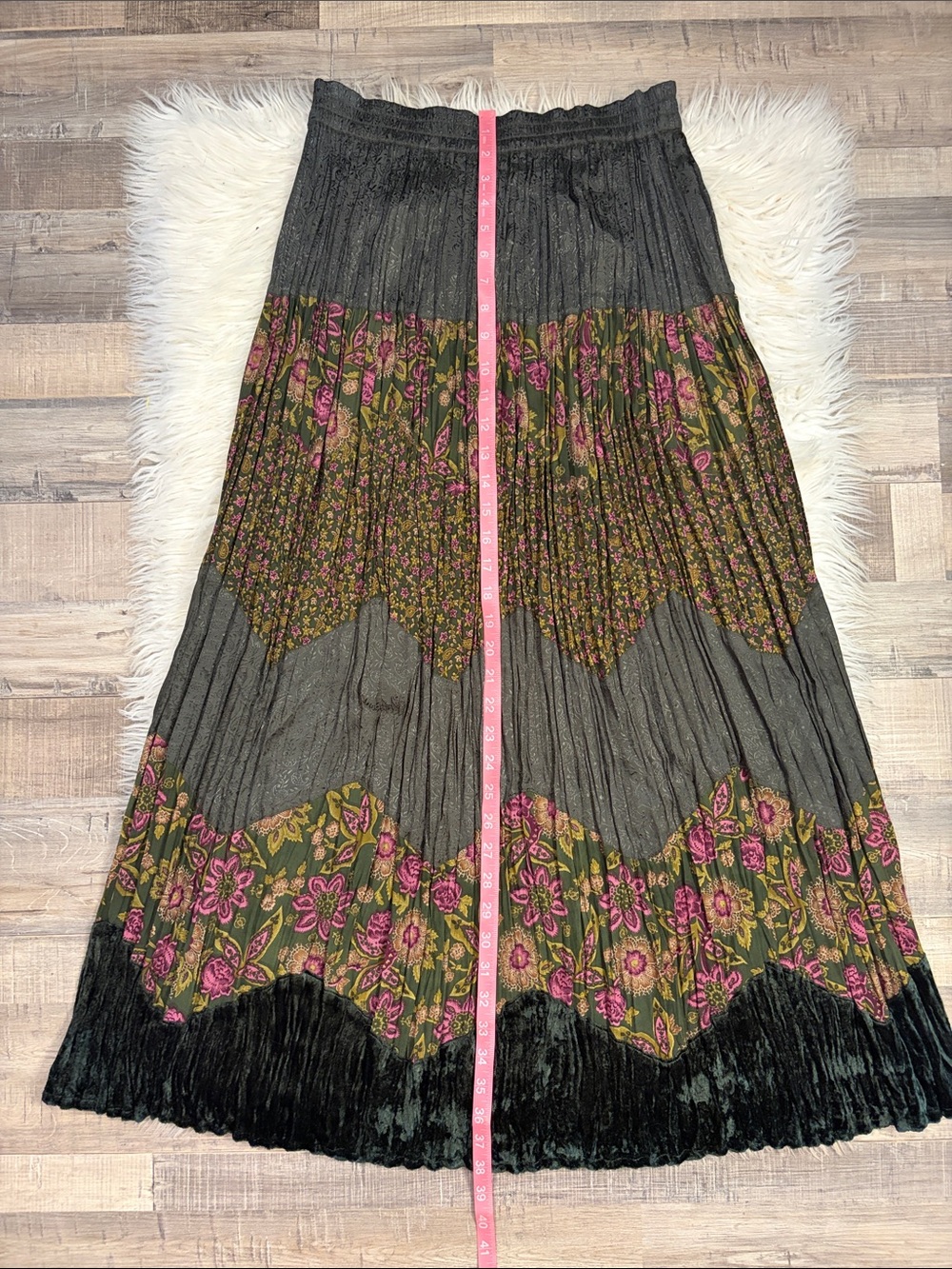 Vintage White Stag broomstick long skirt mixed fabric and print pull on M - Picture 7 of 7